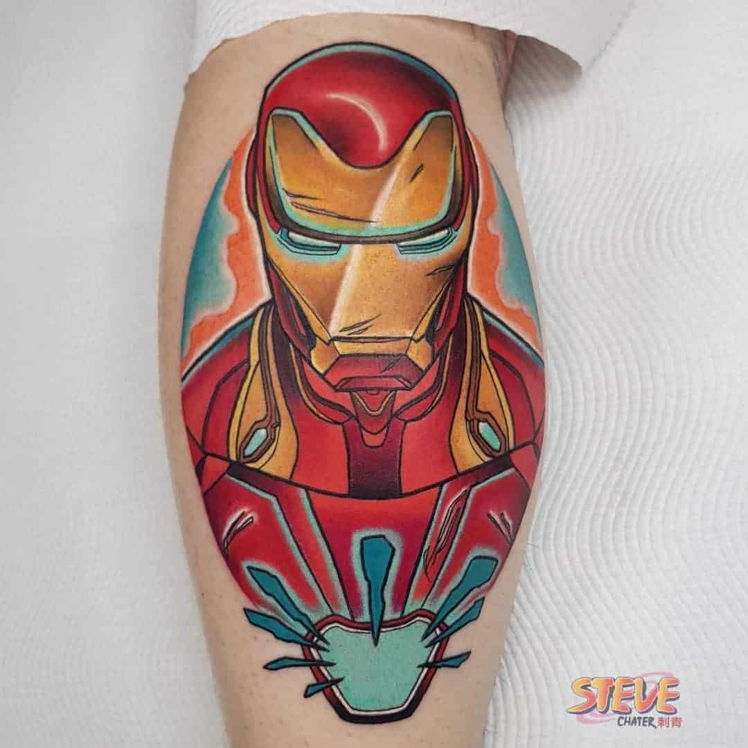 Dramatic & Colorful Avengers Tattoo Iron Man