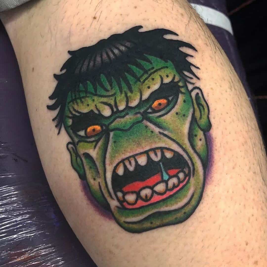 Green Hulk Avenger Tattoo Print 
