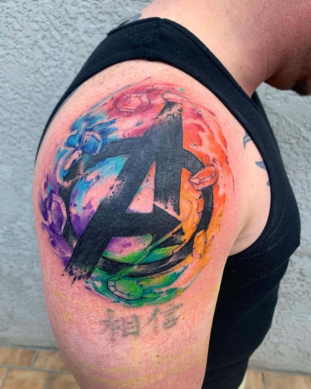 Shoulder Avengers Symbol Tattoo