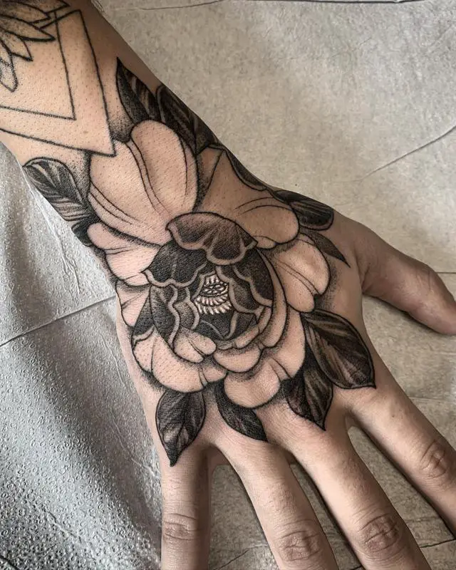 Peony Hand Tattoo 1