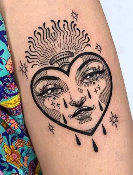 1. Unique Black And White Heart Tattoo Inspo