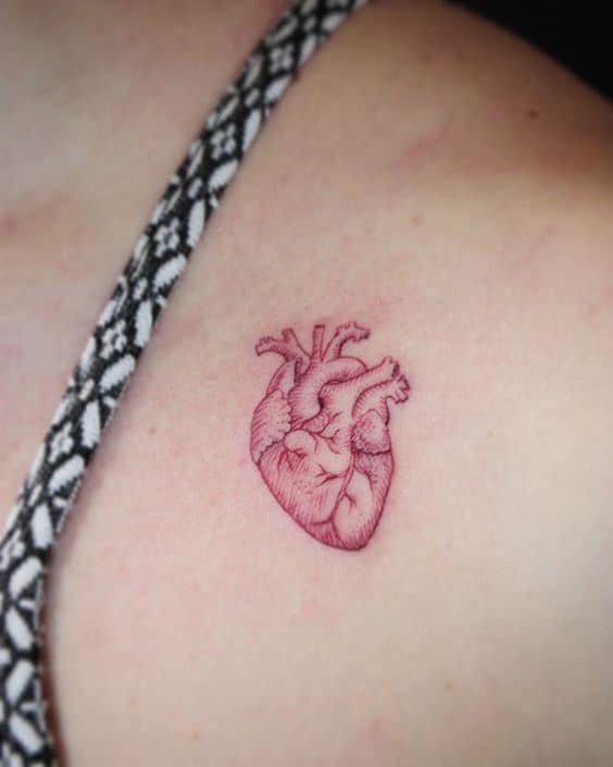 2. Open Heart Tattoo On Shoulder Design