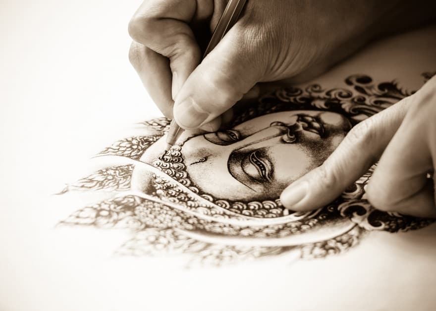Art tattoo designs are hand drawn image of Buddha