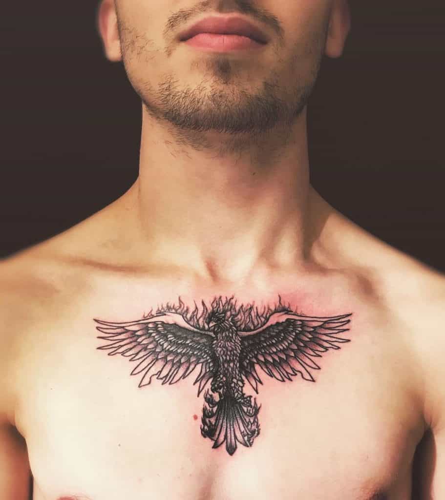 Chest Phoenix Tattoo
