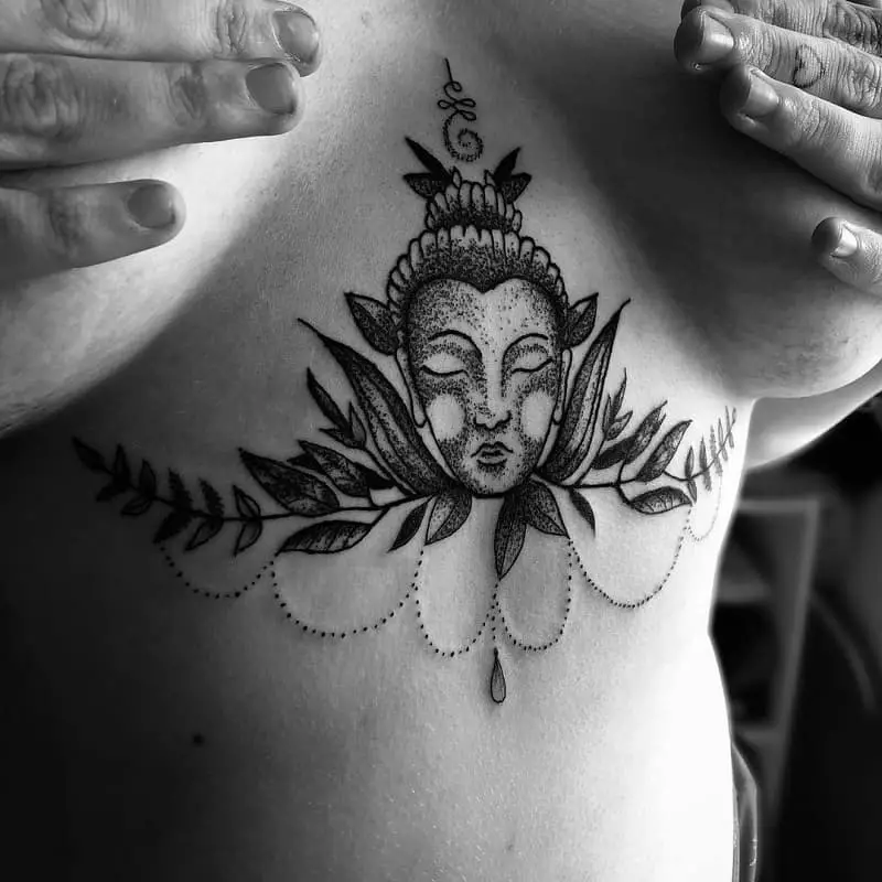 Chest Piece Buddha Tattoo For Women