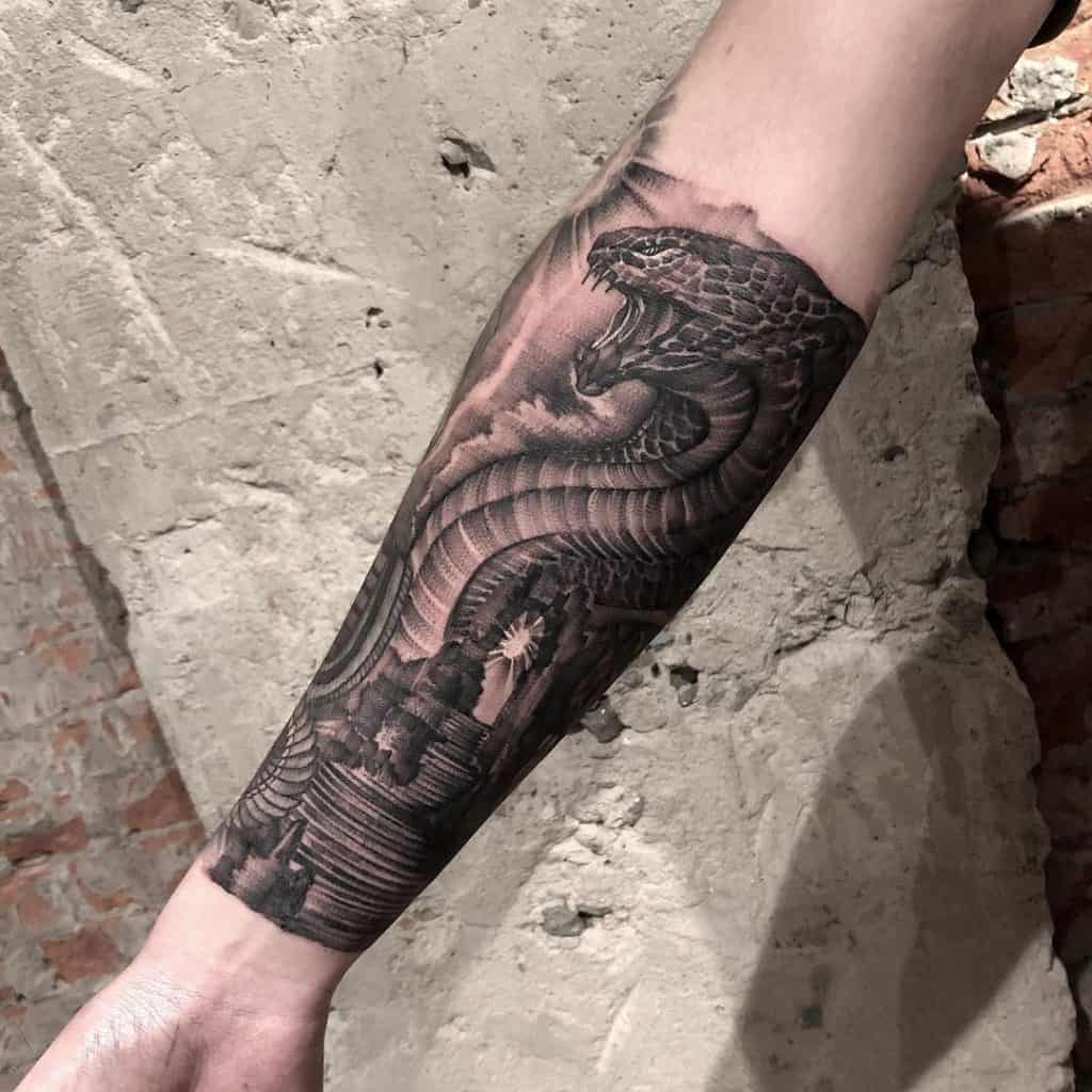 Half-Sleeve Snake Tattoo