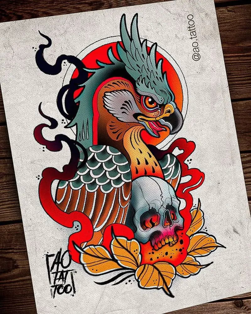 Phoenix Card Tattoo