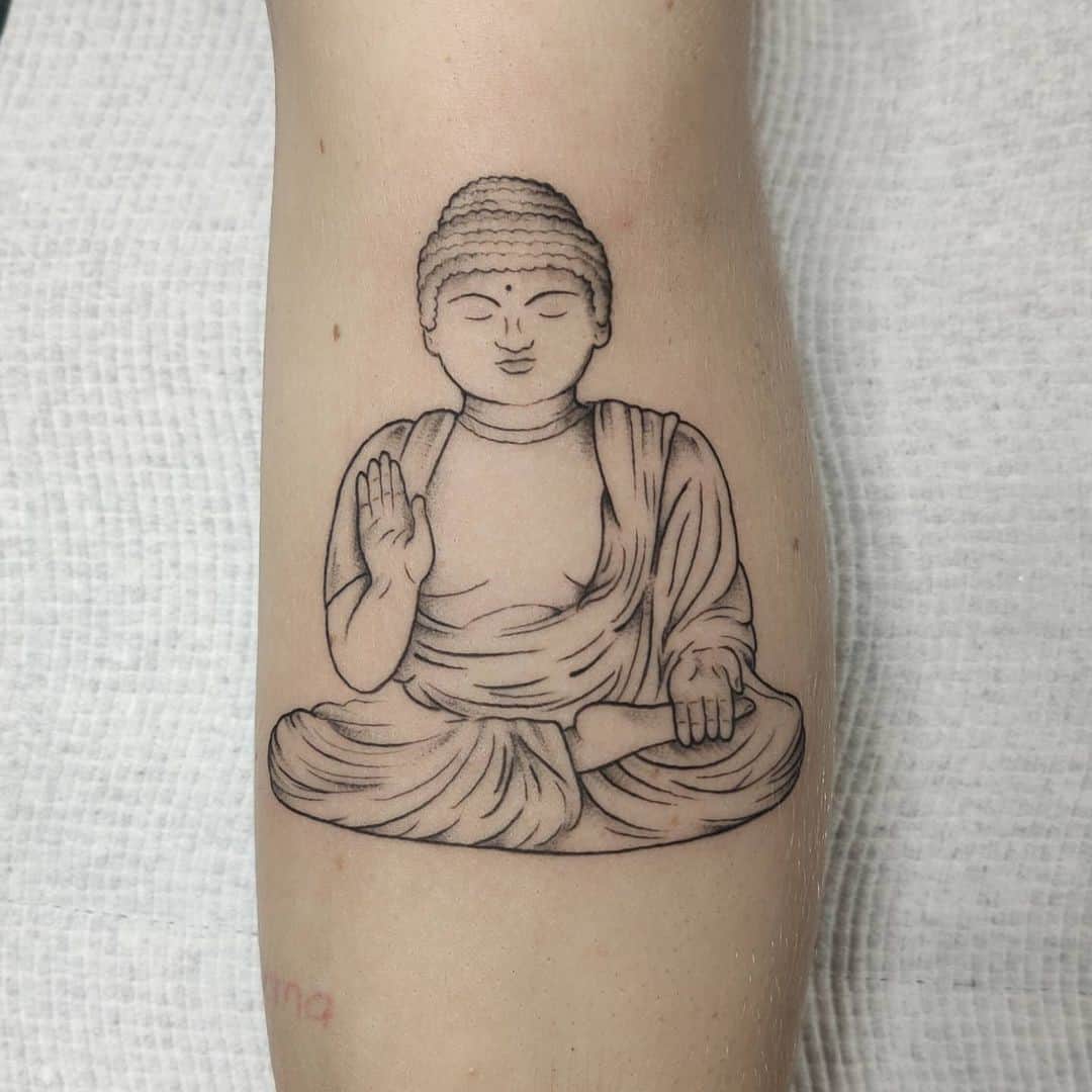 Buddha tattoo on interior forearm  Funky Fuze Tattoo Studio  Jhaiho
