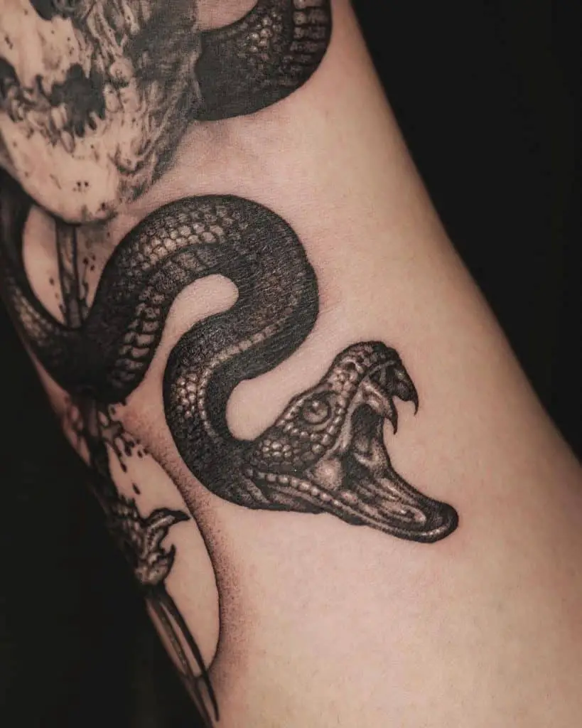 Snake In Attack Tattoo