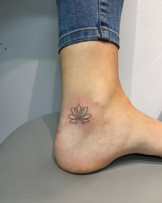 Ankle Lotus Flower Tattoo