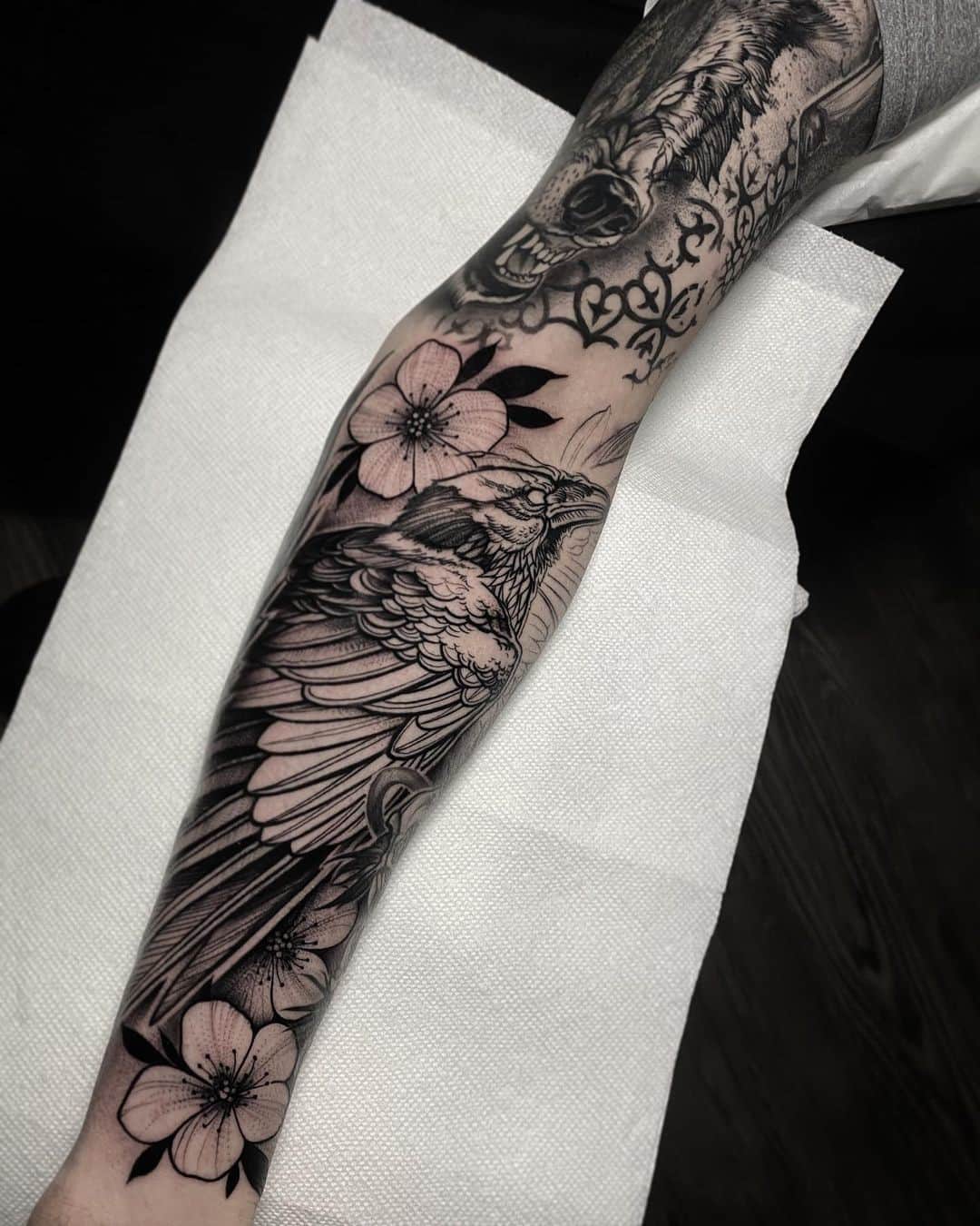 Giant Raven Tattoo Black Ink 
