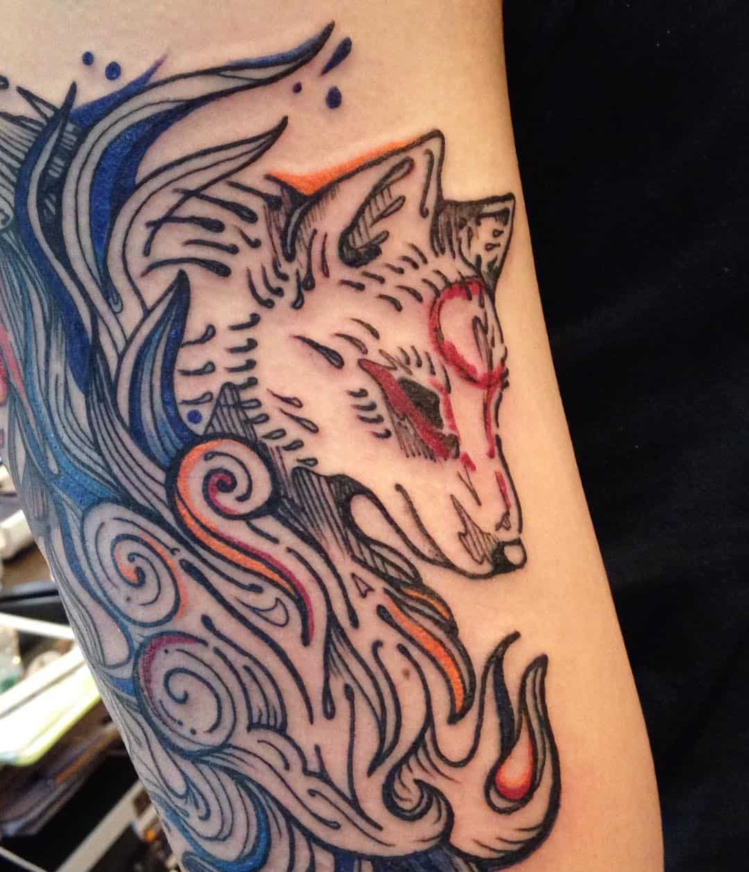 Japanese Wolf Tattoo 1