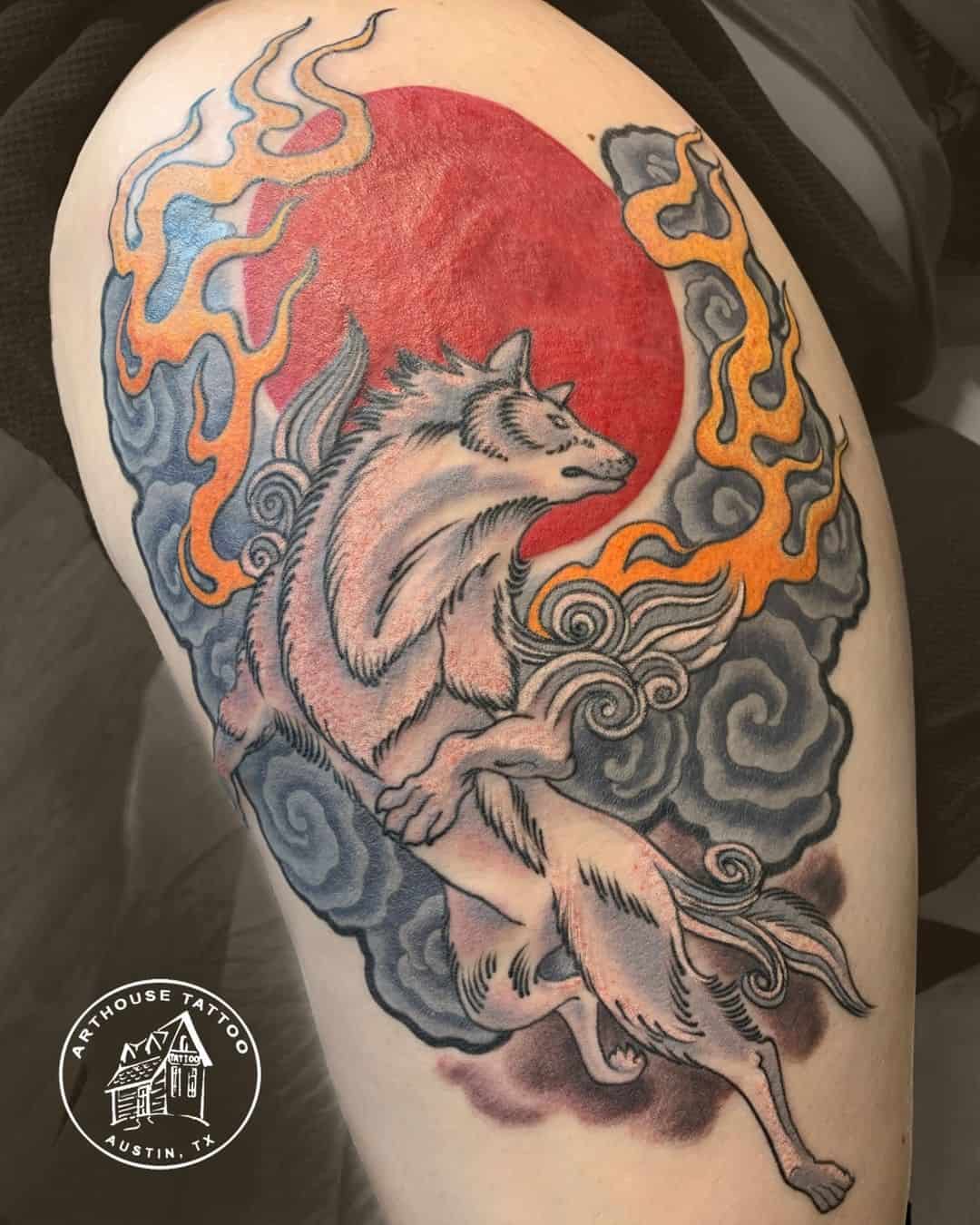 Japanese Wolf Tattoo 4