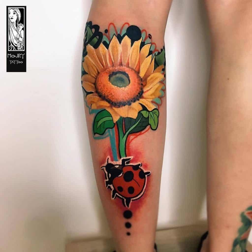 Ladybug and sunflower