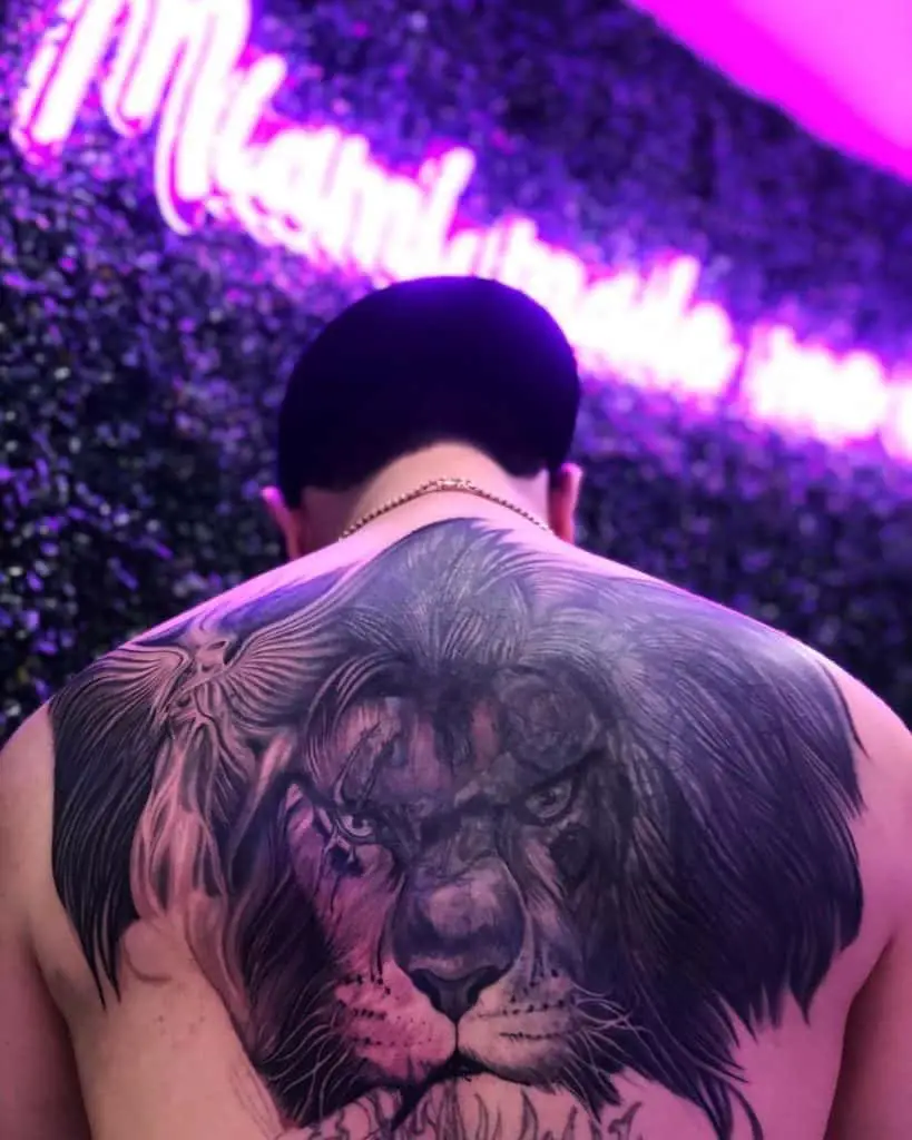 Lion Tattoo Back lion with rich hair