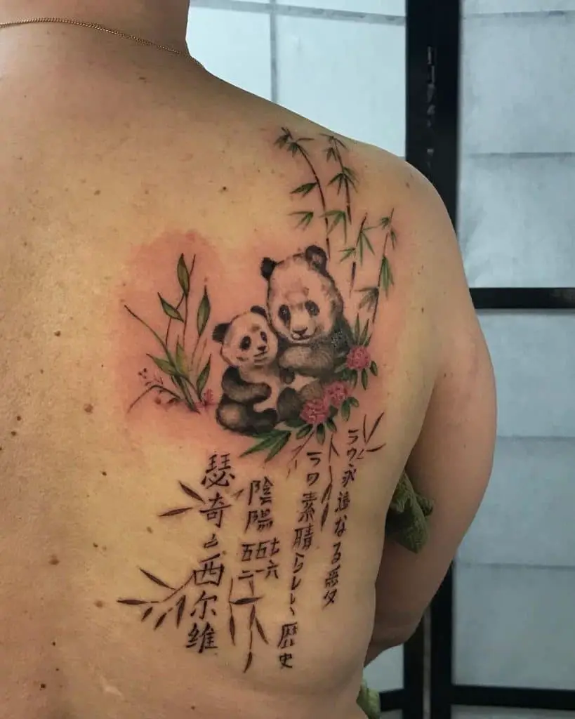 Panda Family Tattoo Back Design 