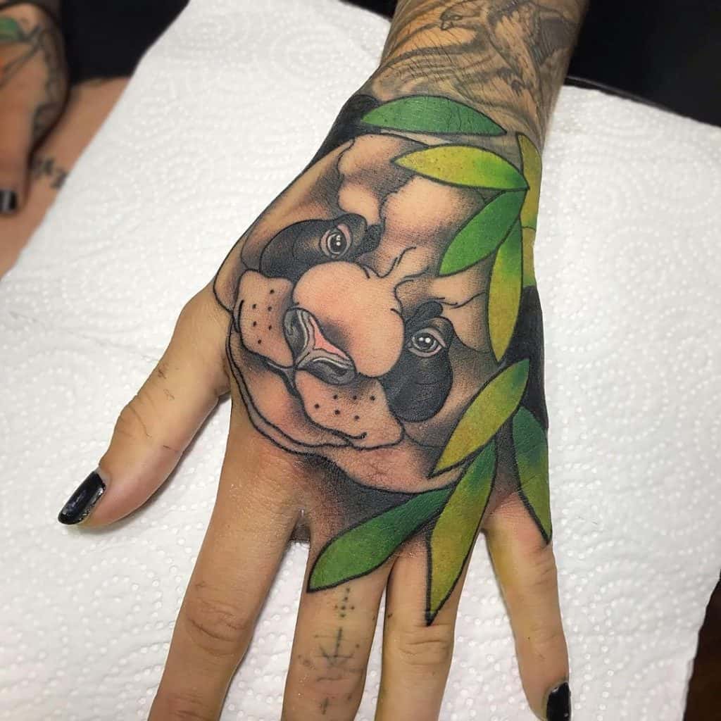 Panda Tattoo Hand Green Idea