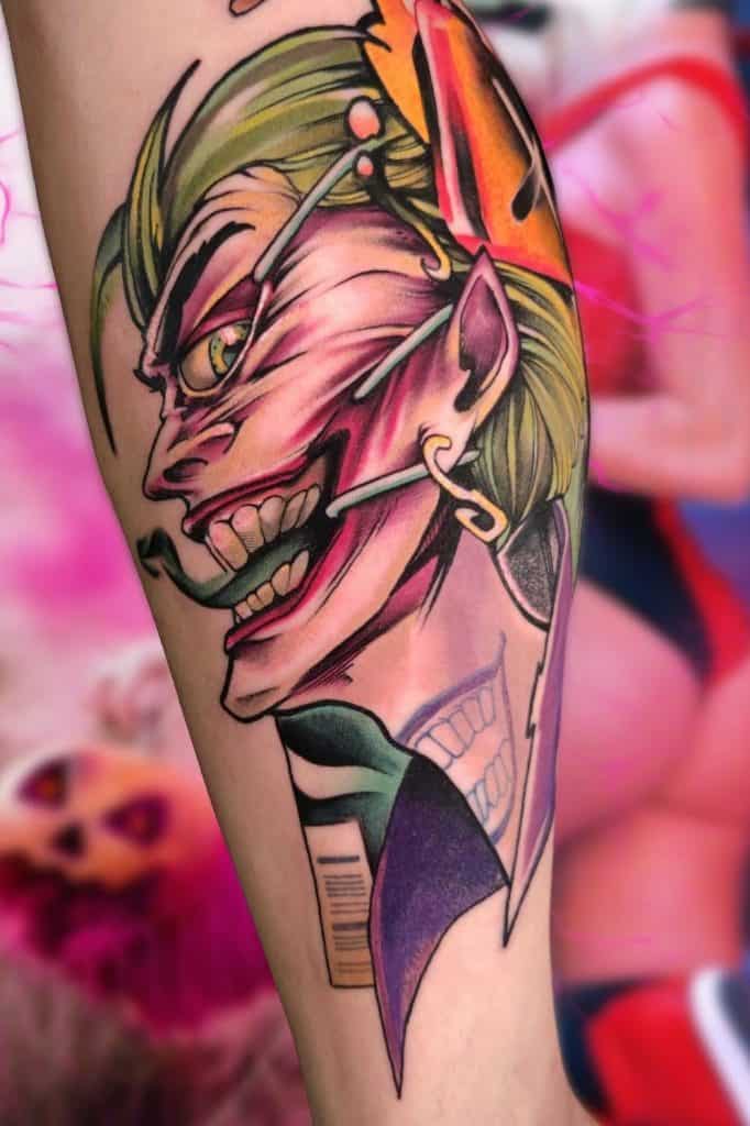 Pop Art Cartoon Inspired Joker Tattoo 