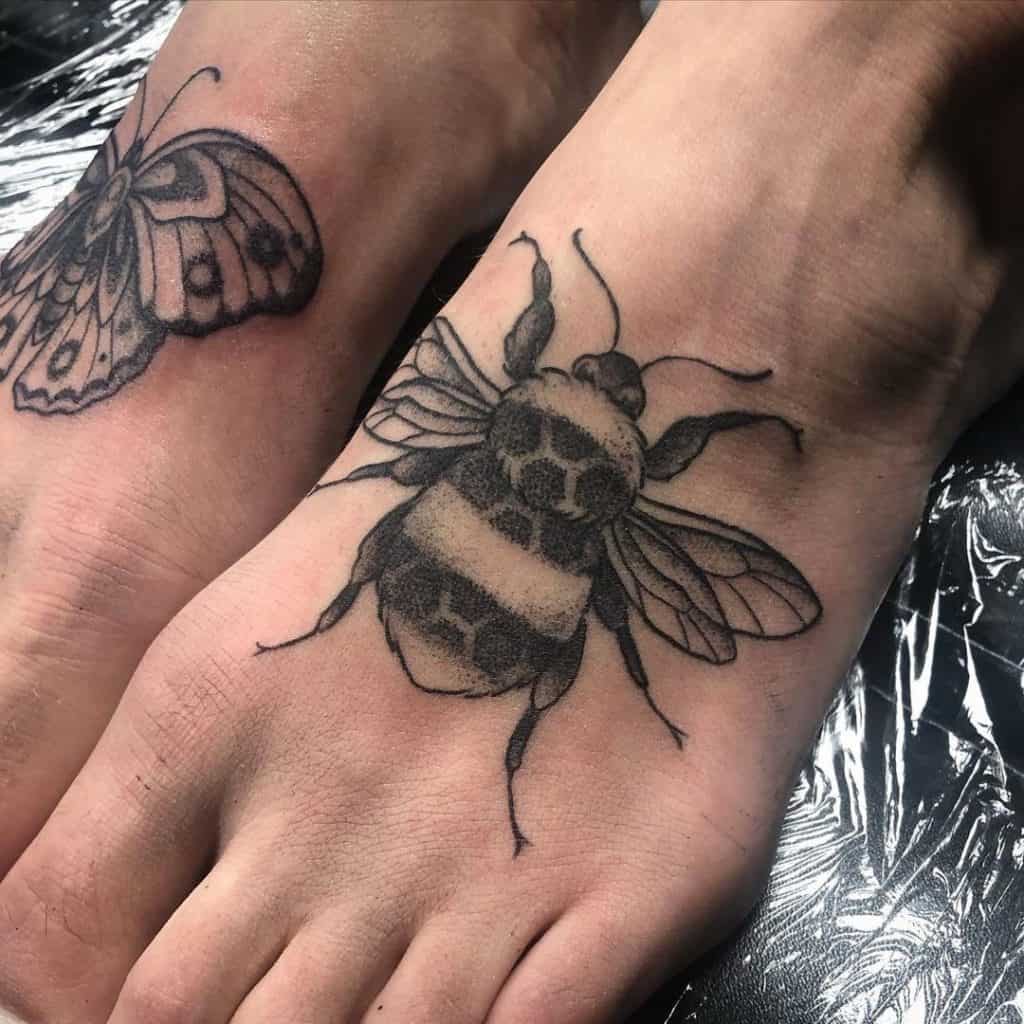Small Foot Tattoos Bee Symbol