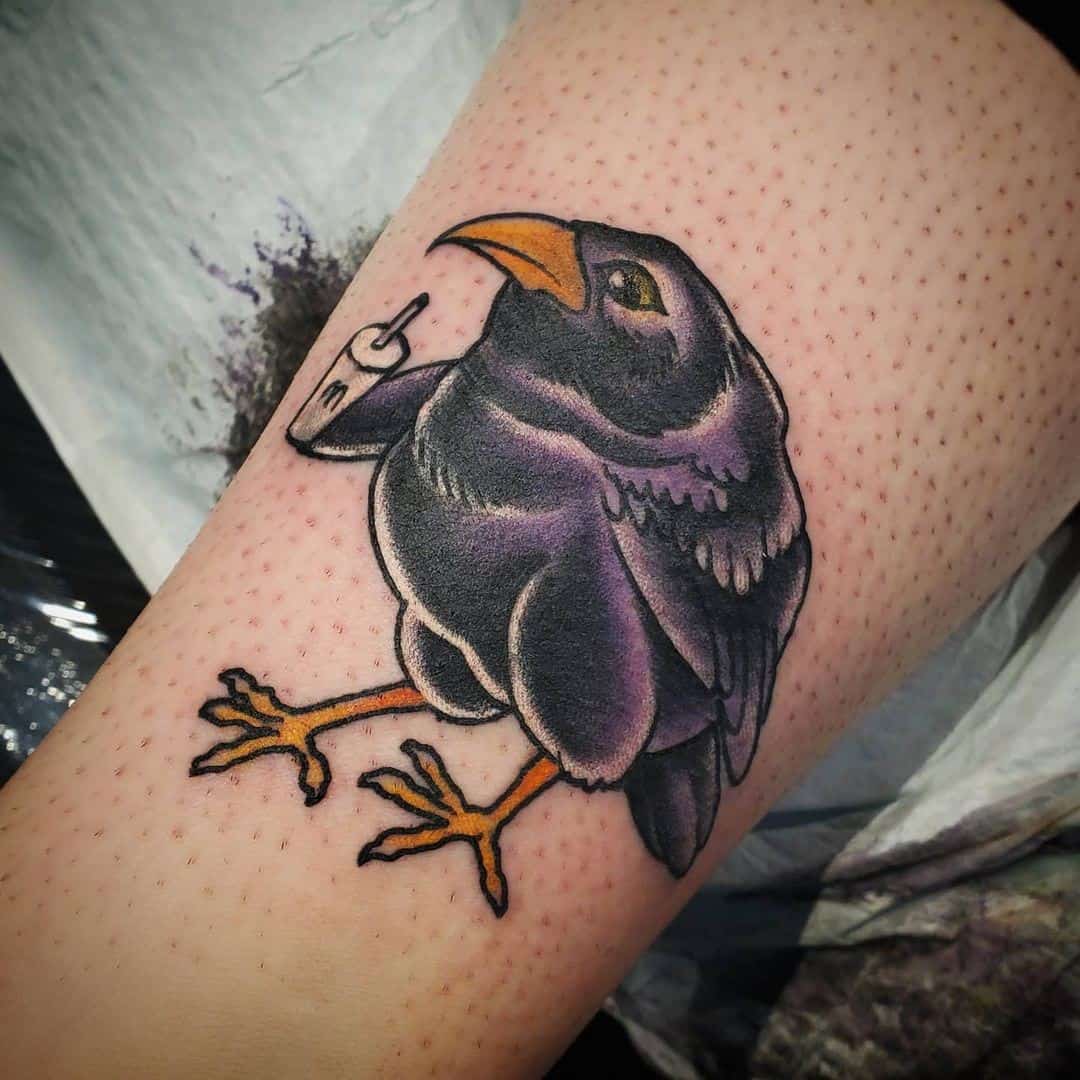 Small & Funny Raven Tattoo 