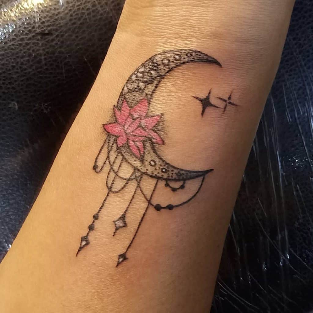 Top 50 Best Moon and Stars Tattoo Ideas  2021 Inspiration Guide  Star  tattoo on wrist Star tattoos Star tattoo designs