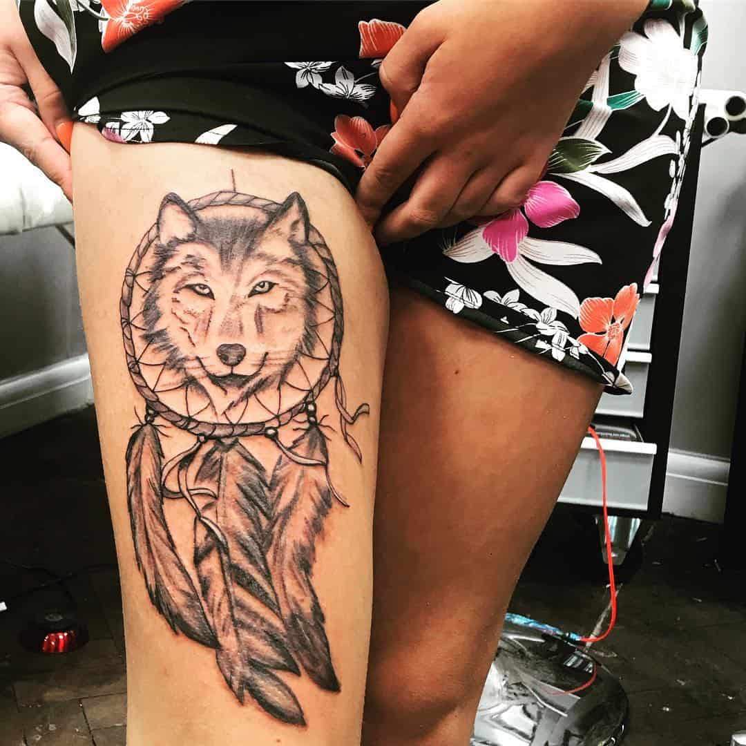 Wolf Dreamcatcher Tattoo 4