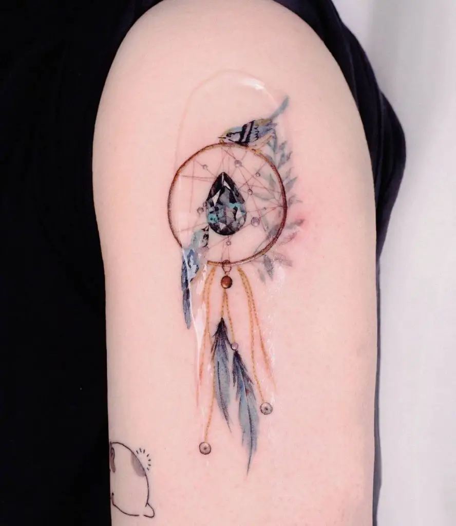 Wolf Inspired Dream Catcher Arm Tattoo