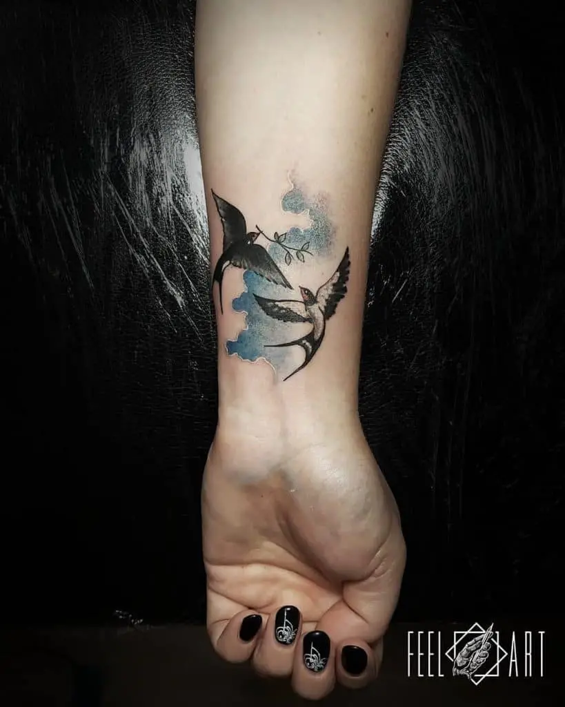 Wrist Swallow Tattoo