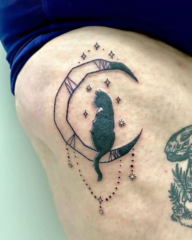 Black Cat Tattoos, saved tattoo, Moon 1