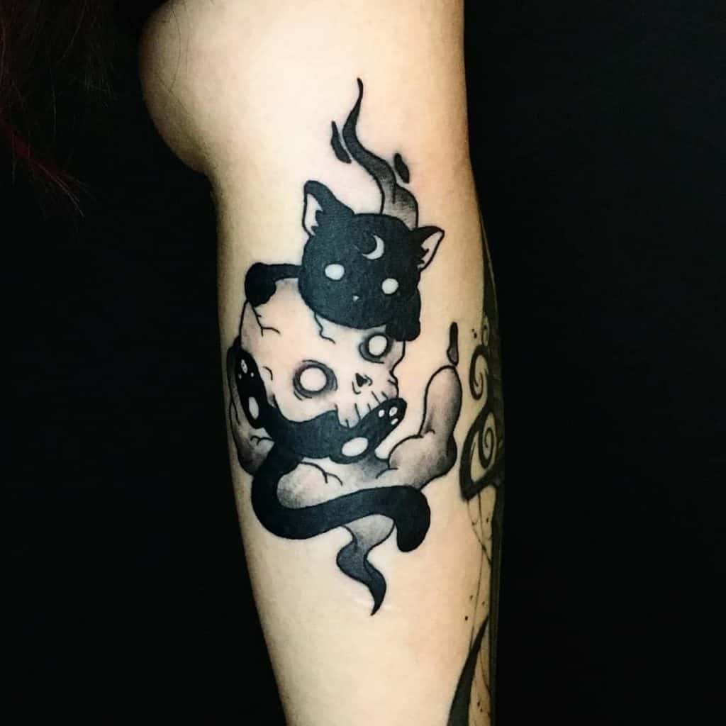 Black Cat with Tribal Design Temporary Tattoo – Temporary Tattoos