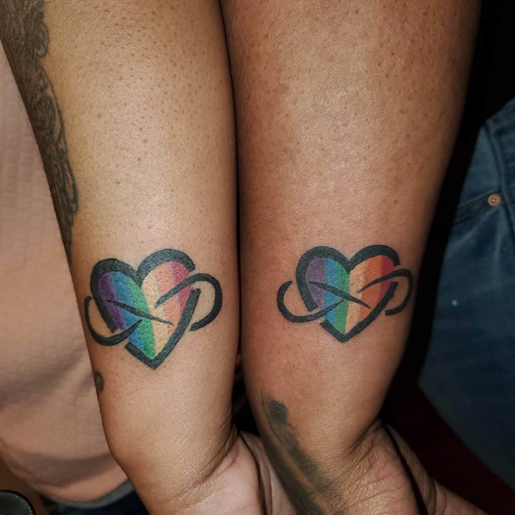 Bright & Colorful Rainbow Infinity Heart Tattoo