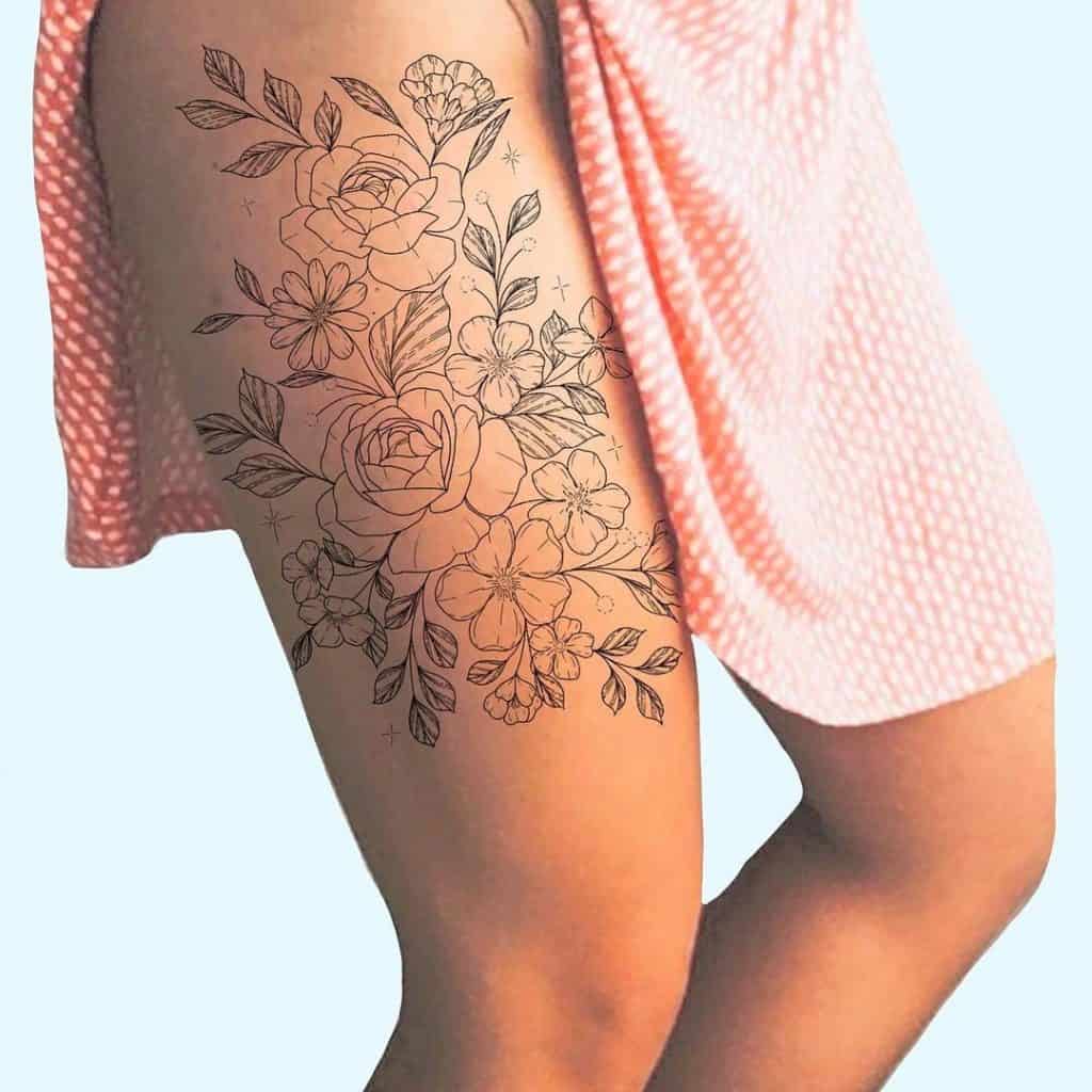 Forest Flowers on Thigh 2