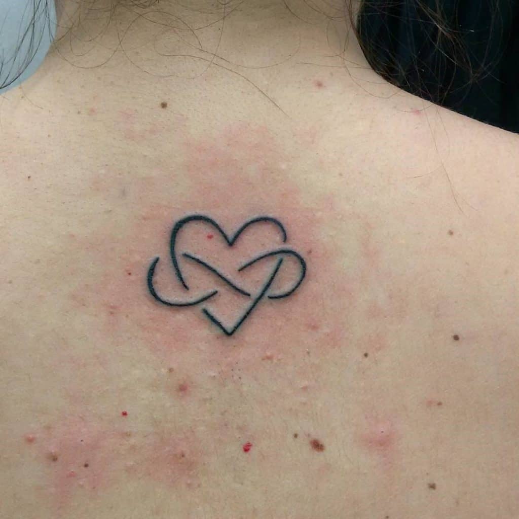 Infinity Cross Heart Tattoo On Back