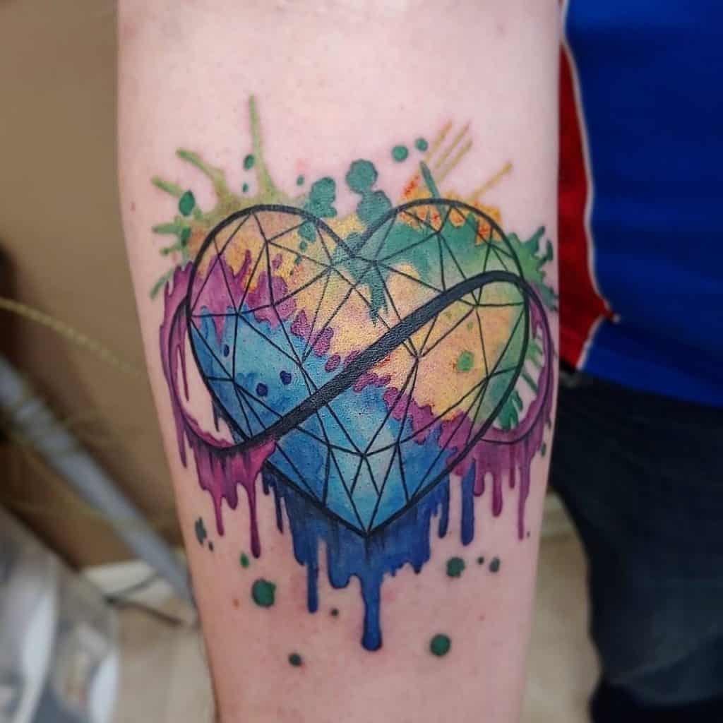Infinity Love Heart Tattoo In Color