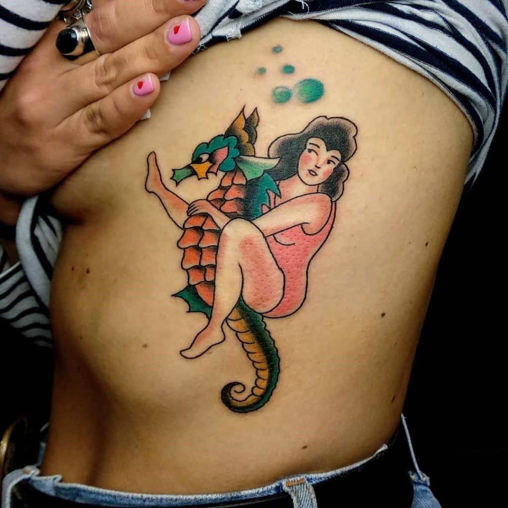Side Piece Unusual Seahorse Tattoo
