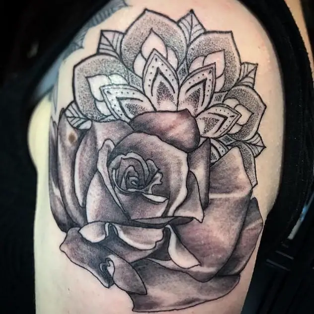Simple Rose Tattoo on Thigh 2