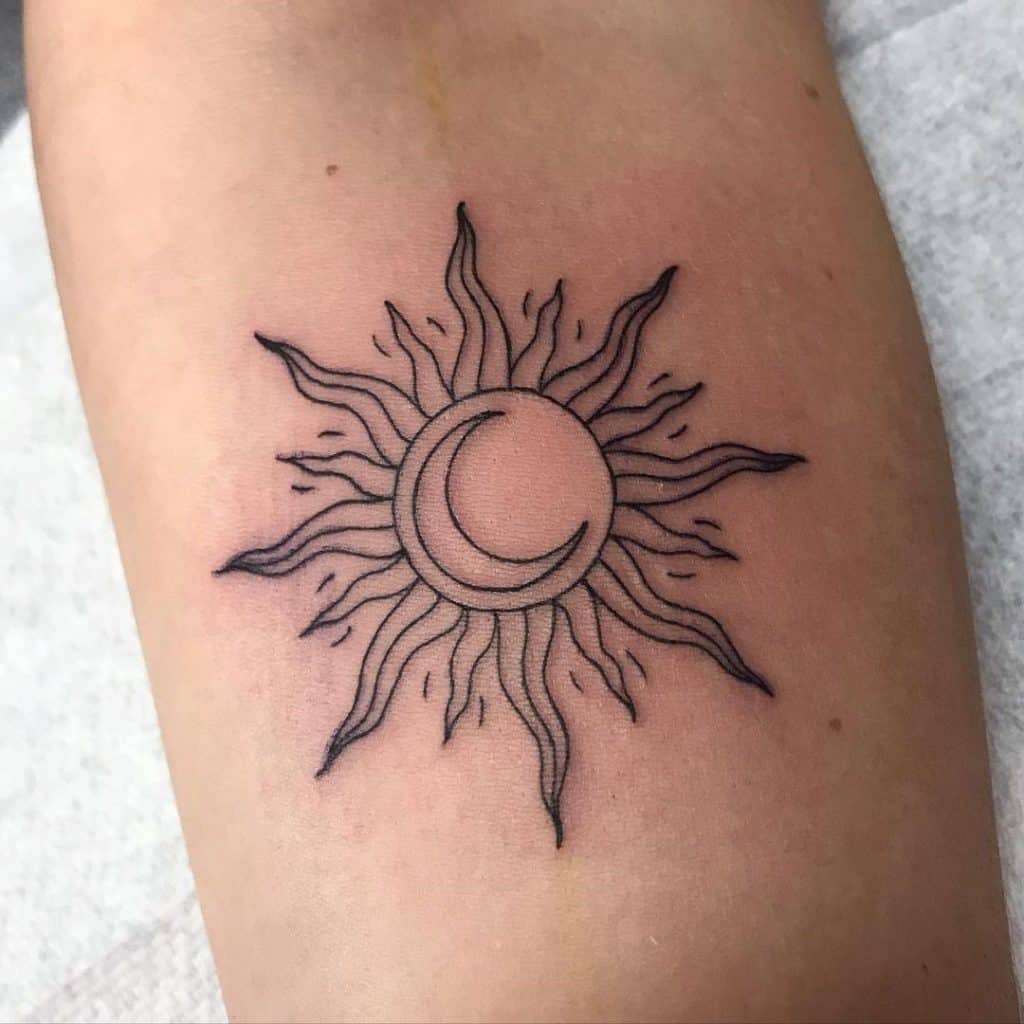 Sun and Moon Intertwined Tattoo Design 4