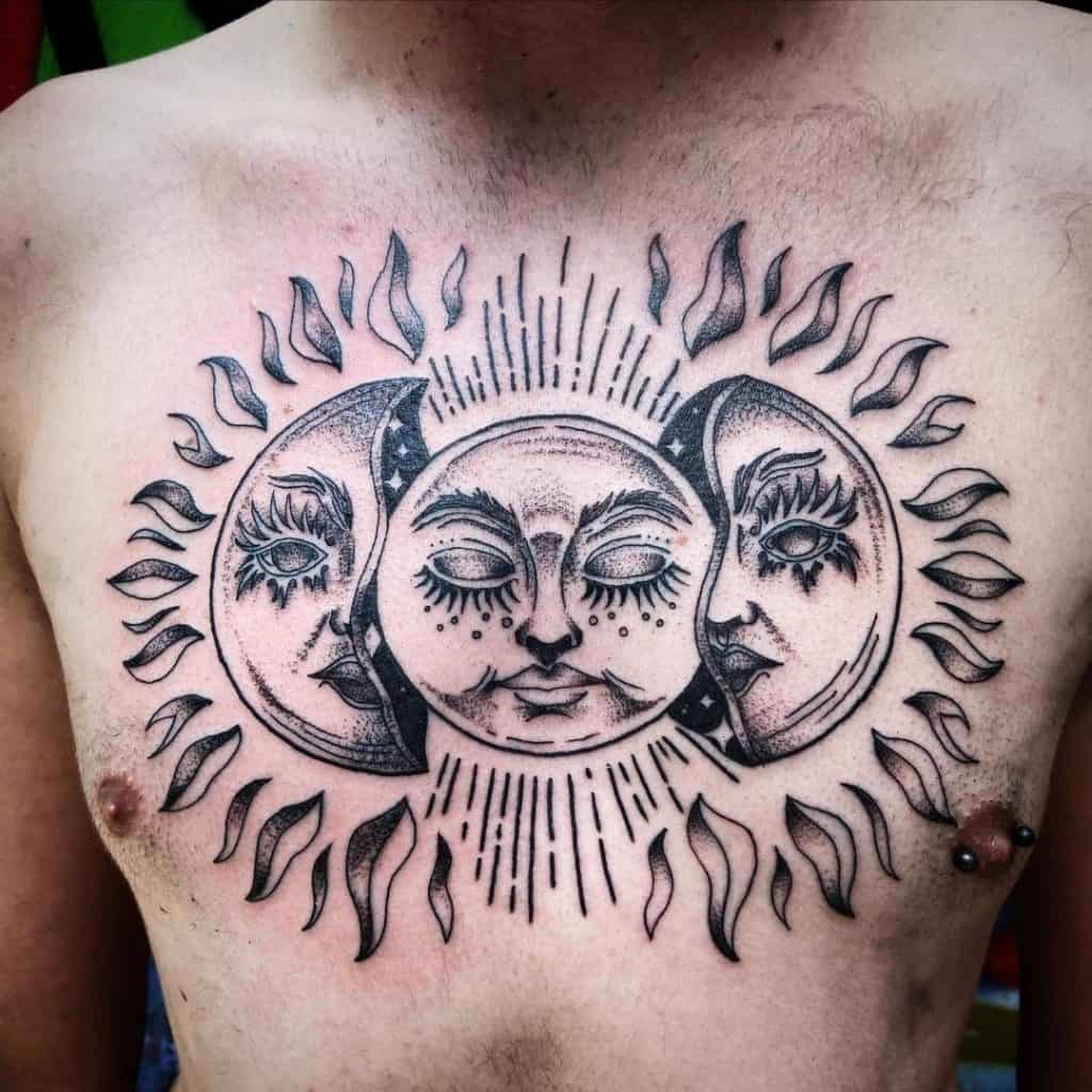 Sun and Moon Intertwined Tattoo Design 5