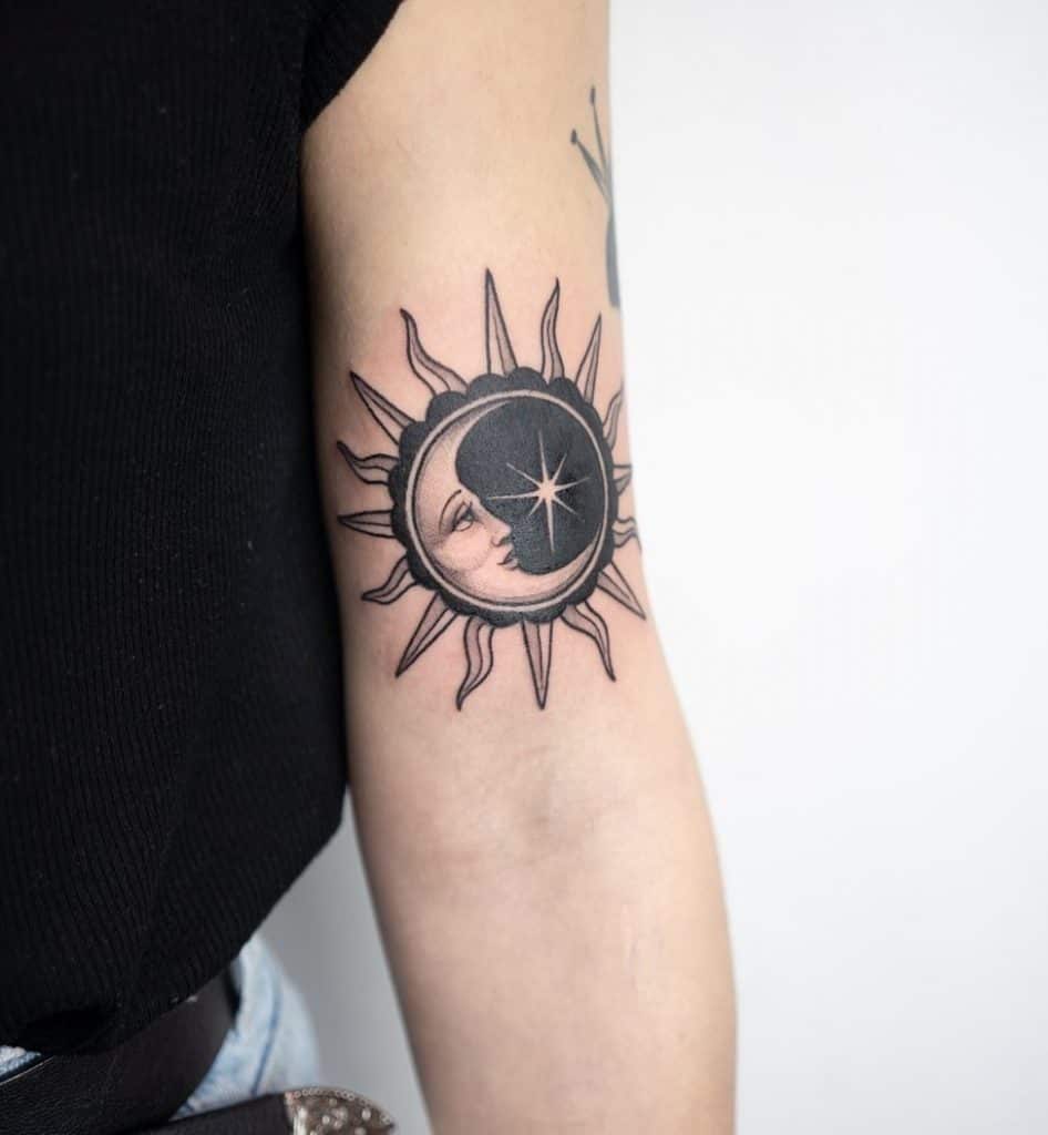 Sun and Moon Intertwined Tattoo Design 7