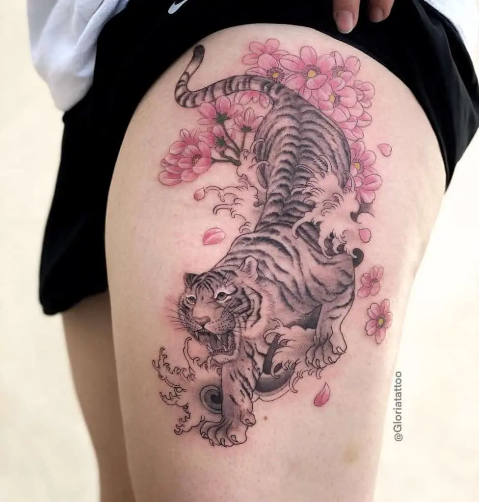 Tiger Tattoo on Thigh