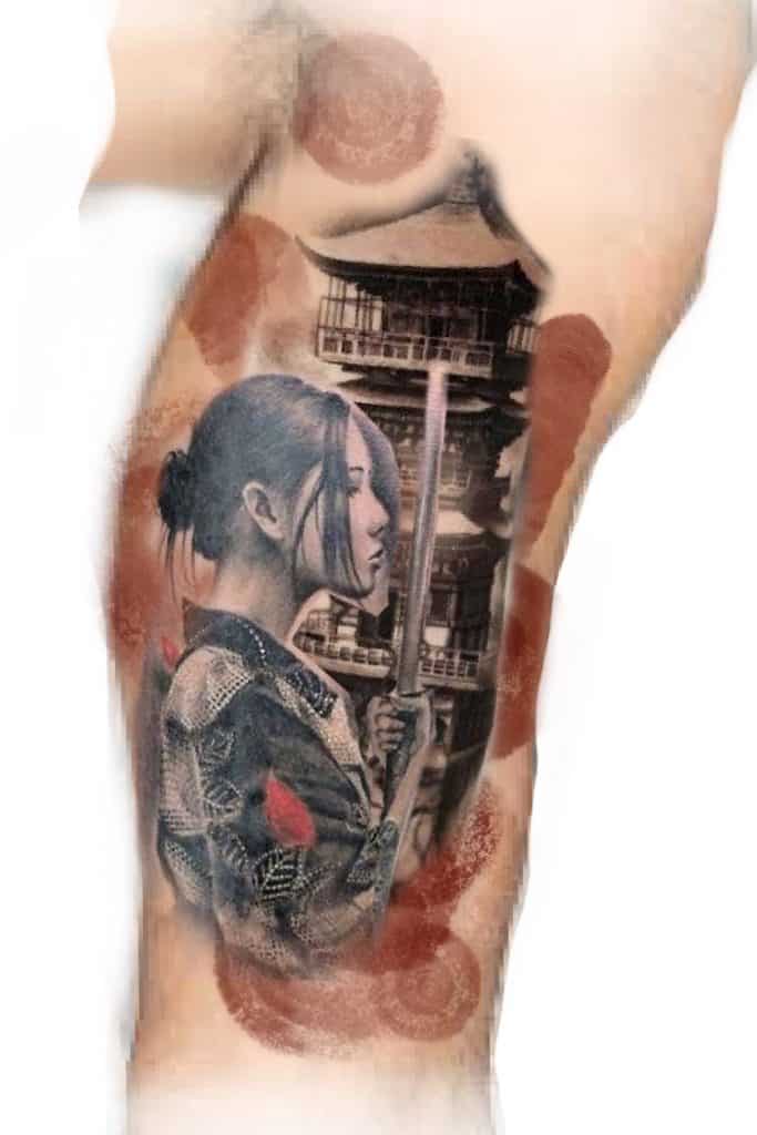 pagoda rose Halloween black large 8.25" temporary tattoo arm forearm  hand | eBay