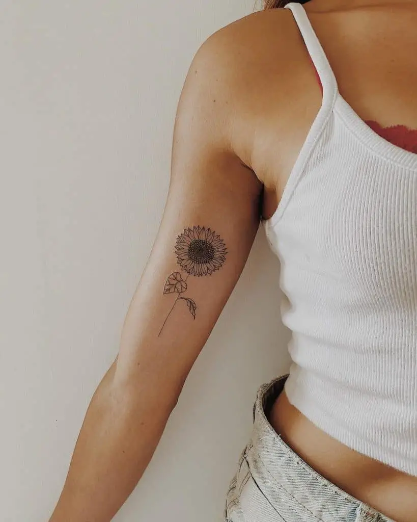 Upper Arm Tattoo Sunflower