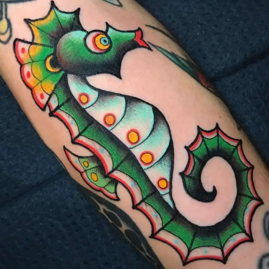 Watercolor Seahorse Tattoo