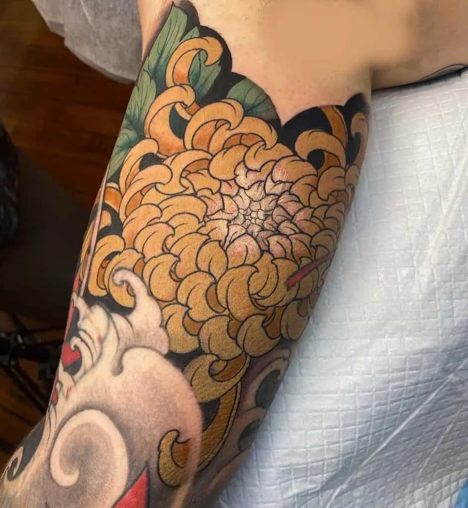 Yellow Traditional Chinese Tattoos 