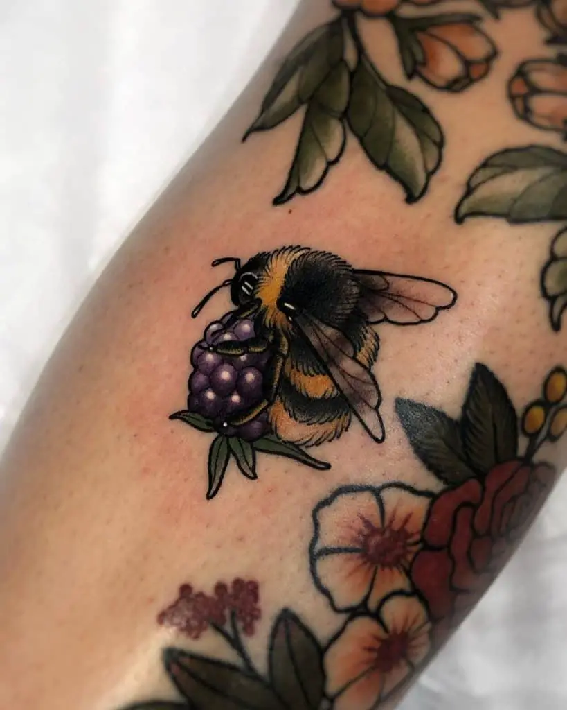 Bees and fruits tattoo 4