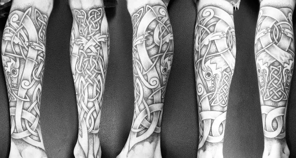 Black Celtic Leg Tattoo