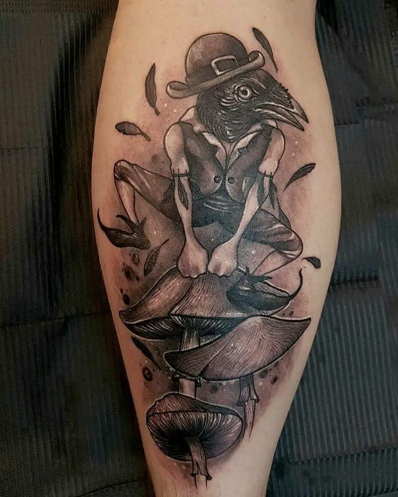 Black and Grey Mushroom Tattoos 2