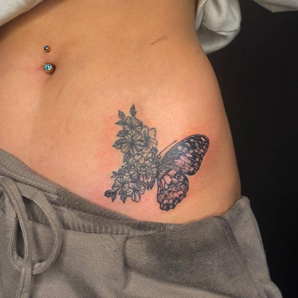 Butterfly Hip Tattoo 