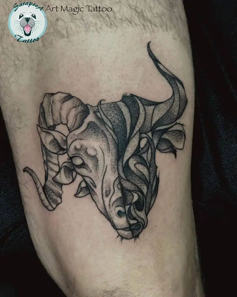 Capricorn and Another Zodiac Sign Tattoo 3