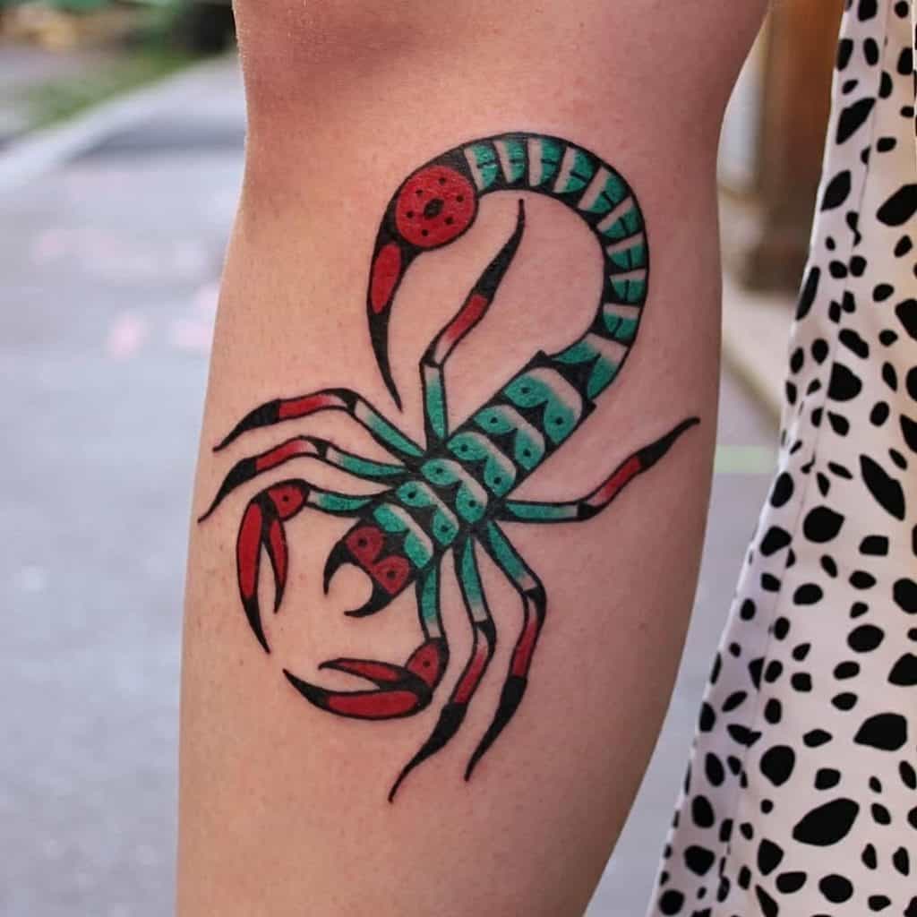 Colorful Scorpion Tattoo Forearm Ink